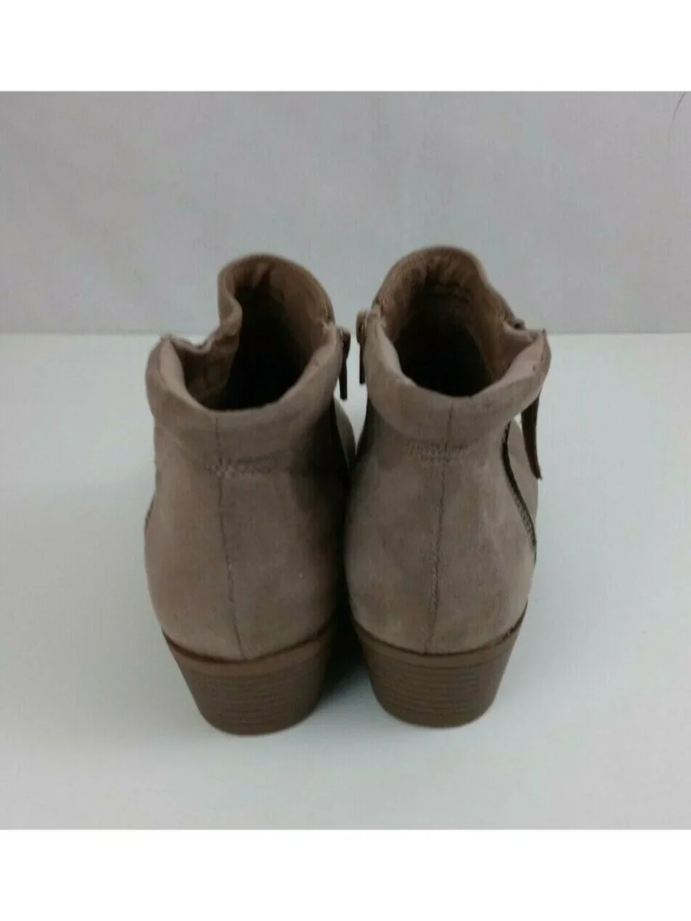 Mossimo Tan Faux Suede Double Side Zip Ankle Boots Size 9.5